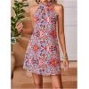 image:imageFloerns Womens Sleeveless Floral Print Sundress Halter Neck A Line Short DressRed Multi