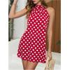 image:imageFloerns Womens Sleeveless Floral Print Sundress Halter Neck A Line Short DressRed Polka Dots