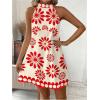 image:imageFloerns Womens Sleeveless Floral Print Sundress Halter Neck A Line Short DressRed and Beige