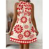image:imageFloerns Womens Sleeveless Floral Print Sundress Halter Neck A Line Short DressRed and Beige