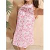 image:imageFloerns Womens Sleeveless Floral Print Sundress Halter Neck A Line Short DressSoft Pink
