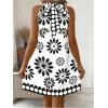 image:imageFloerns Womens Sleeveless Floral Print Sundress Halter Neck A Line Short DressWhite and Black