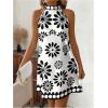 image:imageFloerns Womens Sleeveless Floral Print Sundress Halter Neck A Line Short DressWhite and Black