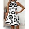 image:imageFloerns Womens Sleeveless Floral Print Sundress Halter Neck A Line Short DressWhite and Black
