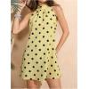 image:imageFloerns Womens Sleeveless Floral Print Sundress Halter Neck A Line Short DressYellow Polka Dots