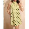 image:imageFloerns Womens Sleeveless Floral Print Sundress Halter Neck A Line Short DressYellow Polka Dots