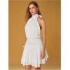 image:imageFloerns Womens Summer Mini Dress Sleeveless Halter Backless Ruched Date Night Layered A Line DressesWhite