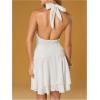 image:imageFloerns Womens Summer Mini Dress Sleeveless Halter Backless Ruched Date Night Layered A Line DressesWhite