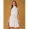 image:imageFloerns Womens Summer Mini Dress Sleeveless Halter Backless Ruched Date Night Layered A Line DressesWhite