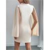 image:imageFloerns Womens V Neck Double Breasted Cape Blazer Split Sleeve Elegant Blazer DressApricot