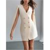 image:imageFloerns Womens V Neck Double Breasted Cape Blazer Split Sleeve Elegant Blazer DressApricot