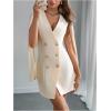 image:imageFloerns Womens V Neck Double Breasted Cape Blazer Split Sleeve Elegant Blazer DressApricot
