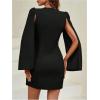 image:imageFloerns Womens V Neck Double Breasted Cape Blazer Split Sleeve Elegant Blazer DressBlack