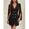 image:imageFloerns Womens V Neck Double Breasted Cape Blazer Split Sleeve Elegant Blazer DressBlack