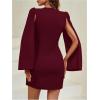 image:imageFloerns Womens V Neck Double Breasted Cape Blazer Split Sleeve Elegant Blazer DressBurgundy