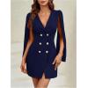 image:imageFloerns Womens V Neck Double Breasted Cape Blazer Split Sleeve Elegant Blazer DressDark Blue
