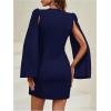image:imageFloerns Womens V Neck Double Breasted Cape Blazer Split Sleeve Elegant Blazer DressDark Blue