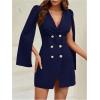 image:imageFloerns Womens V Neck Double Breasted Cape Blazer Split Sleeve Elegant Blazer DressDark Blue