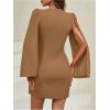 image:imageFloerns Womens V Neck Double Breasted Cape Blazer Split Sleeve Elegant Blazer DressKhaki