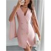 image:imageFloerns Womens V Neck Double Breasted Cape Blazer Split Sleeve Elegant Blazer DressPink