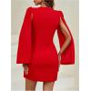 image:imageFloerns Womens V Neck Double Breasted Cape Blazer Split Sleeve Elegant Blazer DressRed