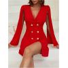 image:imageFloerns Womens V Neck Double Breasted Cape Blazer Split Sleeve Elegant Blazer DressRed