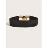 image:imageFloerns Womens Wide Elastic Belt Vintage Leopard Square Symmetrical Buckle BeltBlack