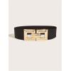 image:imageFloerns Womens Wide Elastic Belt Vintage Leopard Square Symmetrical Buckle BeltBlack