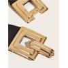 image:imageFloerns Womens Wide Elastic Belt Vintage Leopard Square Symmetrical Buckle BeltBlack