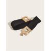 image:imageFloerns Womens Wide Elastic Belt Vintage Leopard Square Symmetrical Buckle BeltBlack