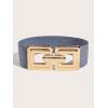 image:imageFloerns Womens Wide Elastic Belt Vintage Leopard Square Symmetrical Buckle BeltBlue