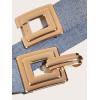 image:imageFloerns Womens Wide Elastic Belt Vintage Leopard Square Symmetrical Buckle BeltBlue