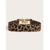 image:imageFloerns Womens Wide Elastic Belt Vintage Leopard Square Symmetrical Buckle BeltBrown