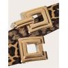 image:imageFloerns Womens Wide Elastic Belt Vintage Leopard Square Symmetrical Buckle BeltBrown