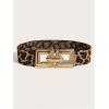 image:imageFloerns Womens Wide Elastic Belt Vintage Leopard Square Symmetrical Buckle BeltBrown