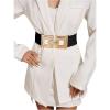 image:imageFloerns Womens Wide Elastic Belt Vintage Leopard Square Symmetrical Buckle BeltBlack
