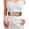 image:imageFloerns Womens Wide Elastic Belt Vintage Leopard Square Symmetrical Buckle BeltBrown