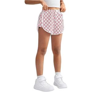image:imageFloerns Girls Plaid Print Track Shorts High Waisted Straight Leg Casual ShortsPink