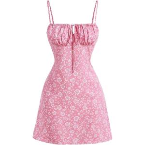 image:imageFloerns Womens Summer Floral Cherry Print A Line Short Cami DressPink Flower