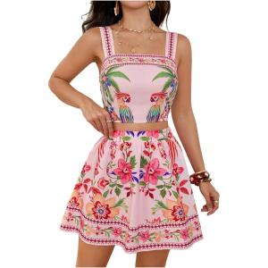 image:imageFloerns Womens Two Piece Outfit Tropical Crop Cami Top and Summer Skirts SetLight Pink