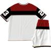 image:imageFloerns Mens 2 Piece Outfit Y2k Number Jersey V Neck Drop Shoulder Shirts amp Streetwear Shorts SetRed Multi