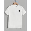 image:imageFloerns Mens 2 Piece Tracksuit Slogan Print Tee Shirt Drawstring Waist Shorts SetBlack Ink White