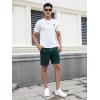 image:imageFloerns Mens 2 Piece Tracksuit Slogan Print Tee Shirt Drawstring Waist Shorts SetDark Green