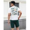 image:imageFloerns Mens 2 Piece Tracksuit Slogan Print Tee Shirt Drawstring Waist Shorts SetDark Green