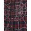 image:imageFloerns Mens Sparkly Rhinestone Plaid Shirt Short Sleeve Button Down Collared Streetwear TopsRed