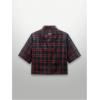 image:imageFloerns Mens Sparkly Rhinestone Plaid Shirt Short Sleeve Button Down Collared Streetwear TopsRed