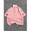 image:imageFloerns Mens Y2k Short Sleeve Baggy Shirt Quarter Zip Streetwear Graphic Golf ShirtsPink