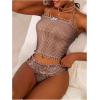 image:imageFloerns Womens 2 Piece Bikini Set Plaid Bow Halter Swimsuit Ruffle Trim Tube Top Beach TankiniCoffee Brown