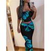 image:imageFloerns Womens 2 Piece Outfit Floral Print Strapless Crop Tube Top and Bodycon Long Skirt SetsMulticolor