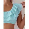 image:imageFloerns Womens 2 Piece Striped Bikini Set Ruffle Trim Swimsuit Beach Vacation Bathing SuitMint Green